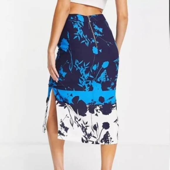 NWT! TED BAKER LONDON Selaah bluebell side slit midi skirt in blue - Picture 4 of 6